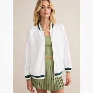 Z Supply Active Hampton Varsity Jacket White Green Size Medium